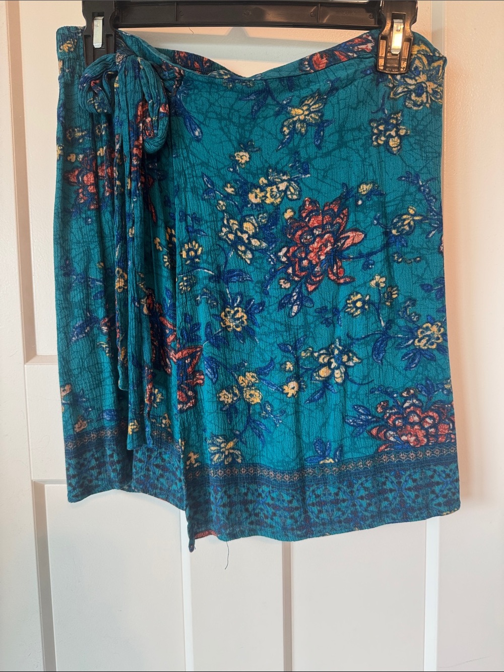 Maurices Teal Floral Pull-On Skirt